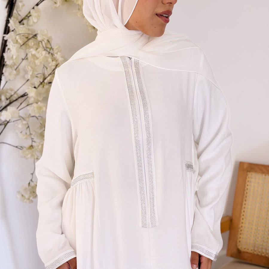 - AB Essential Women Wear - Asila White Abaya