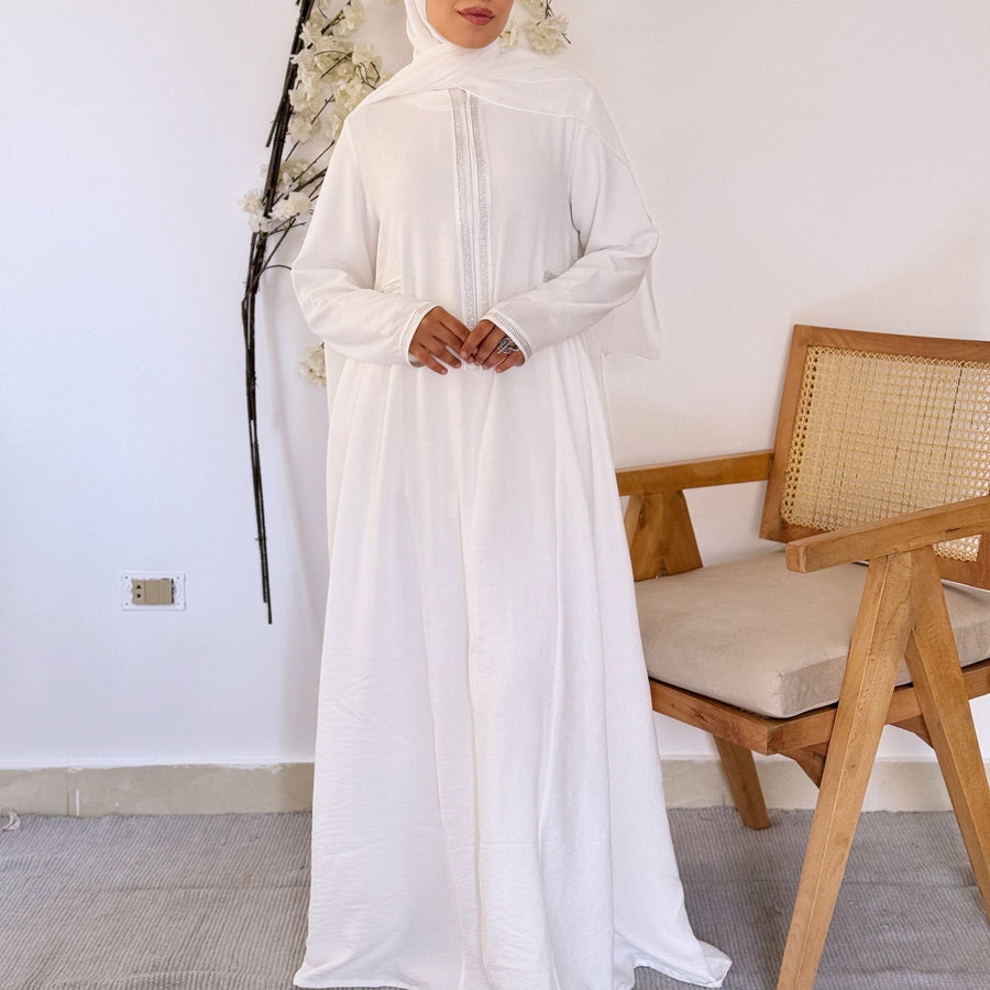 - AB Essential Women Wear - Asila White Abaya