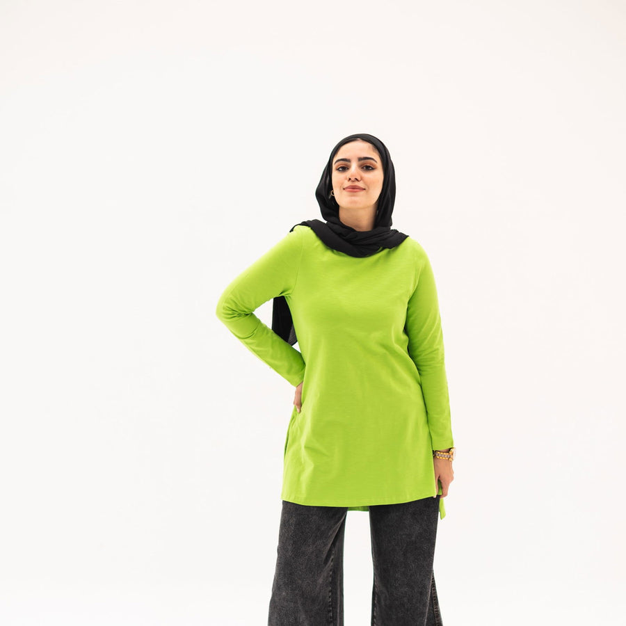 - AB Essential Women Wear - Basic Cotton Long Sleeve Top Apple green