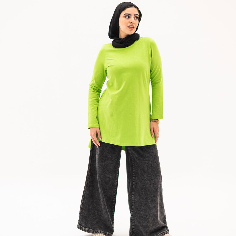 - AB Essential Women Wear - Basic Cotton Long Sleeve Top Apple green