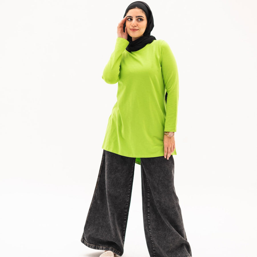 - AB Essential Women Wear - Basic Cotton Long Sleeve Top Apple green