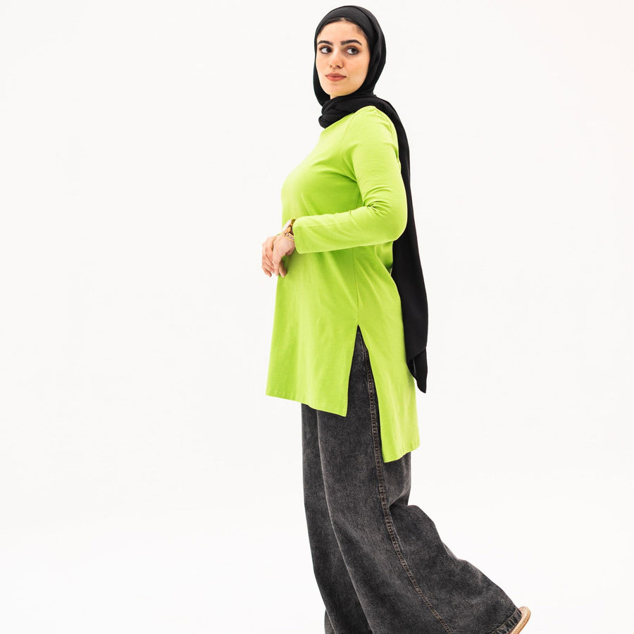 - AB Essential Women Wear - Basic Cotton Long Sleeve Top Apple green