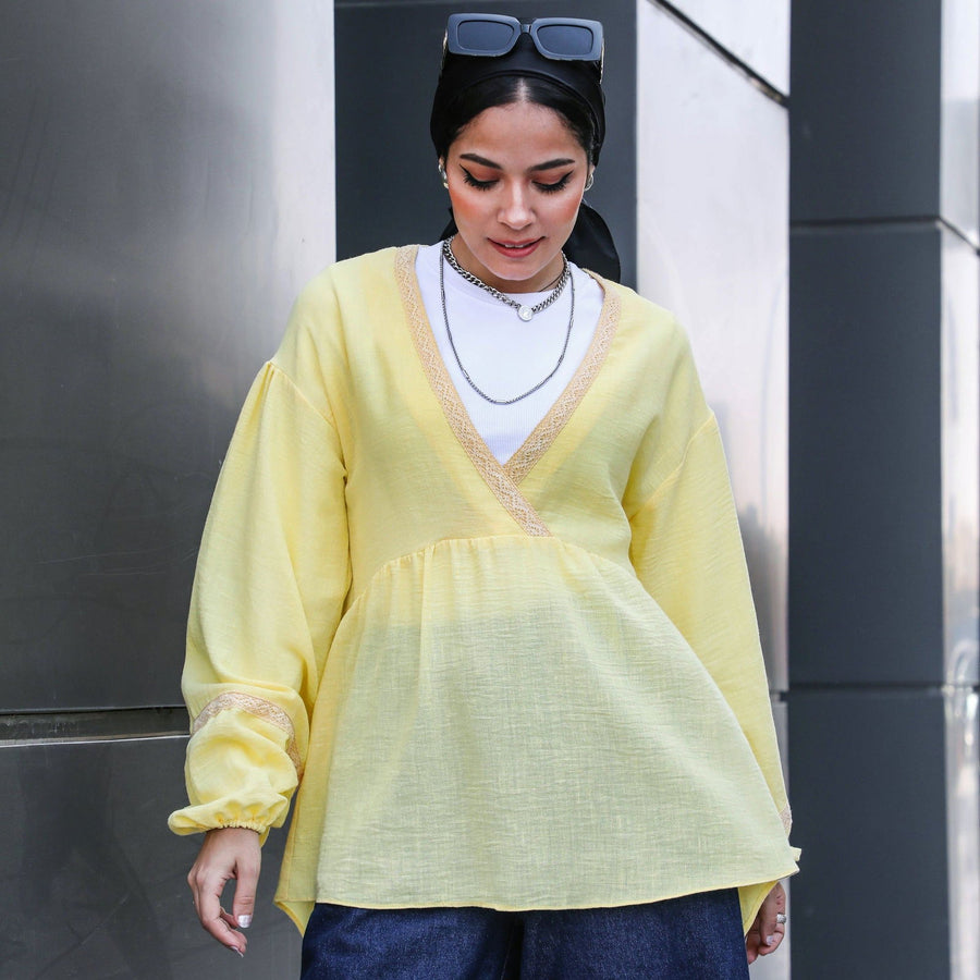 - AB Essential Women Wear - Embroidery Top Yellow