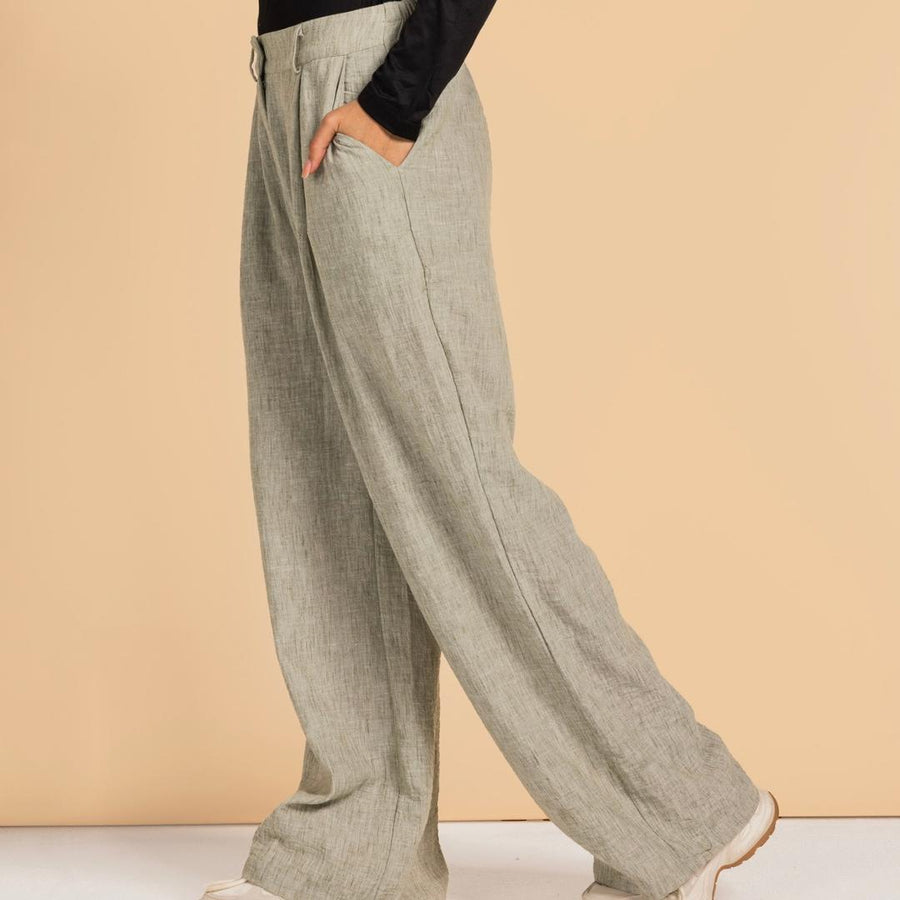 - AB Essential Women Wear - Essential Linen Pants Greish