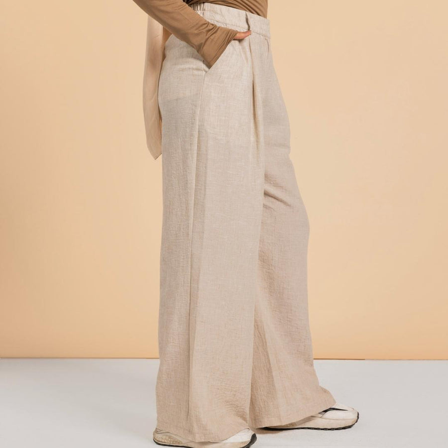 - AB Essential Women Wear - Essential Linen Pants Light Cafe