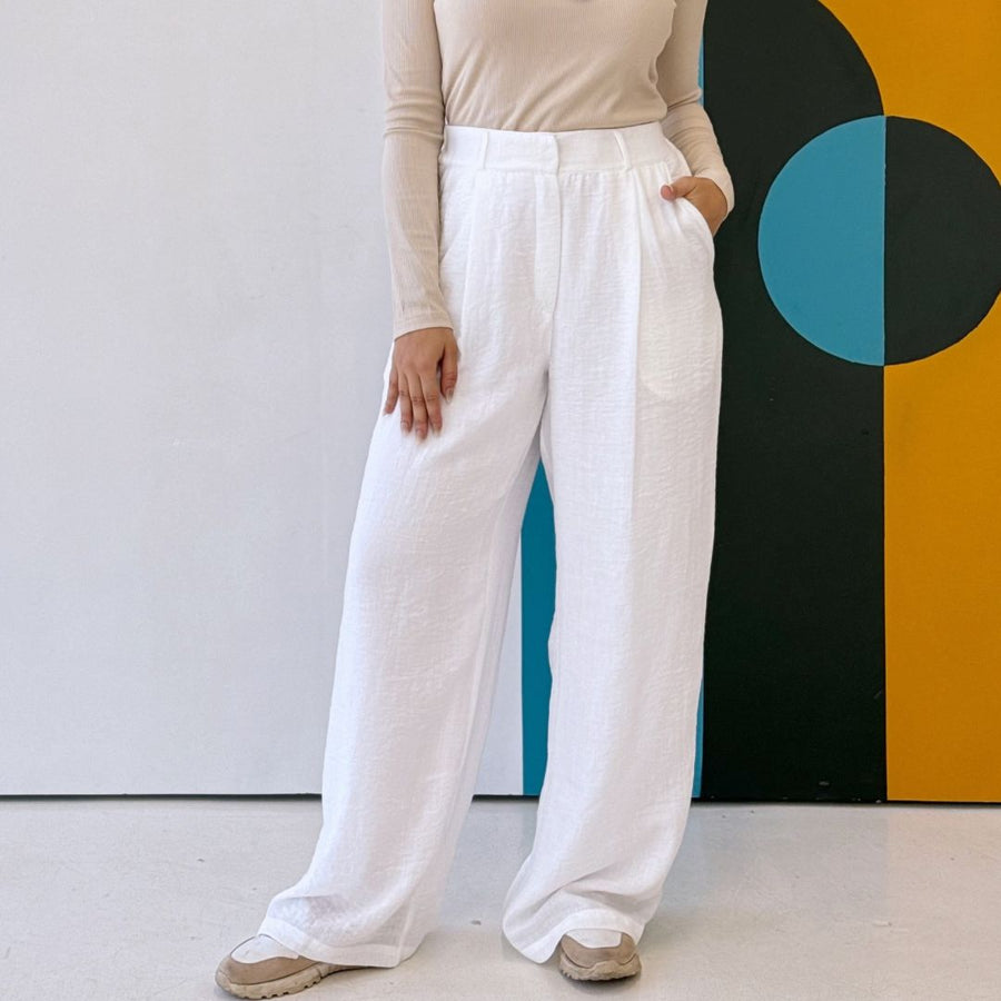 - AB Essential Women Wear - Essential Linen Pants White