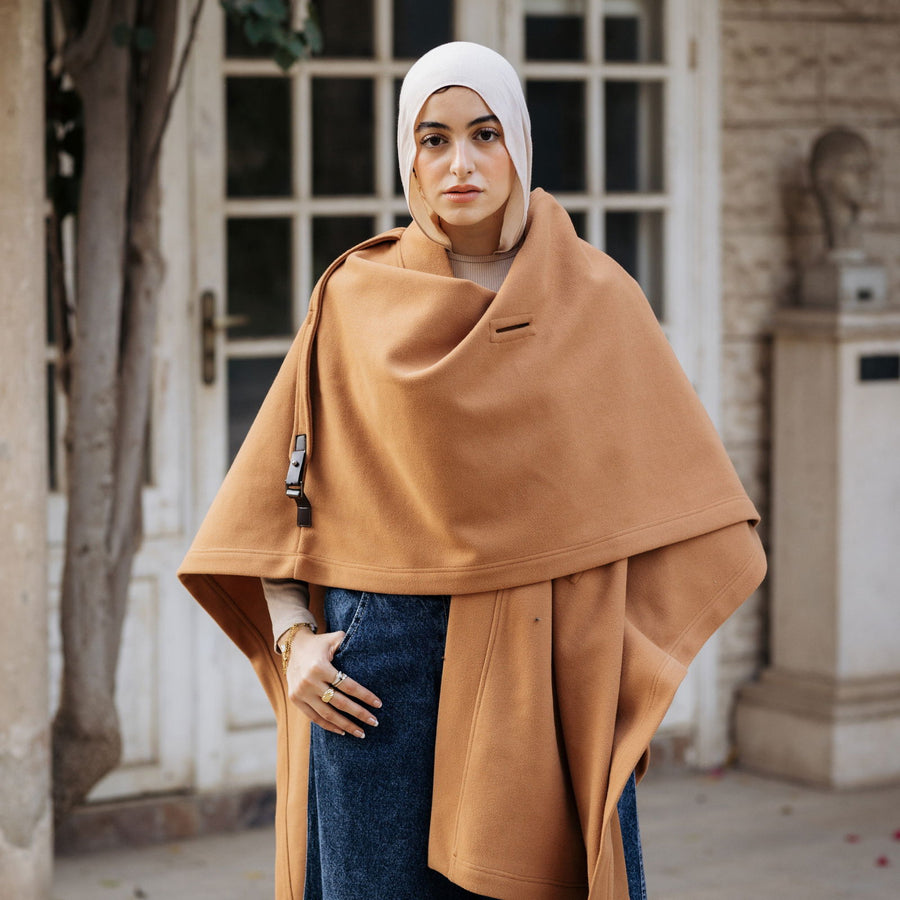 - AB Essential Women Wear - Luxurious Wool Cape Camel