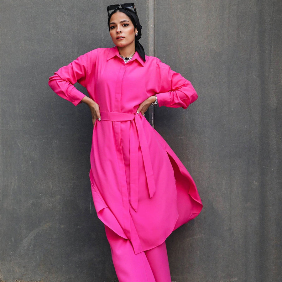 - AB Essential Women Wear - Open Buttons Shirt Fushia