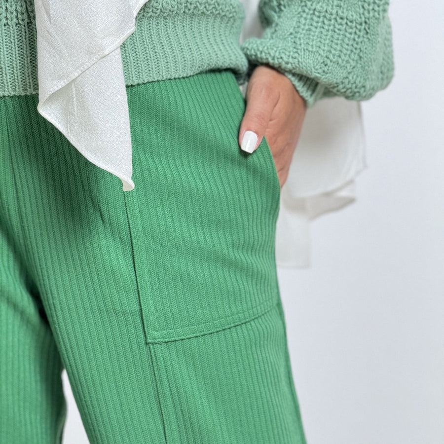 - AB Essential Women Wear - Wool Stripped Green Pants