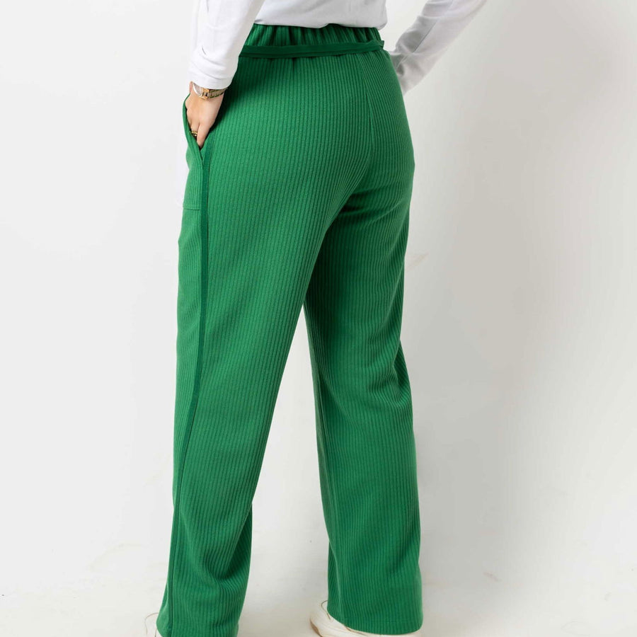 - AB Essential Women Wear - Wool Stripped Green Pants