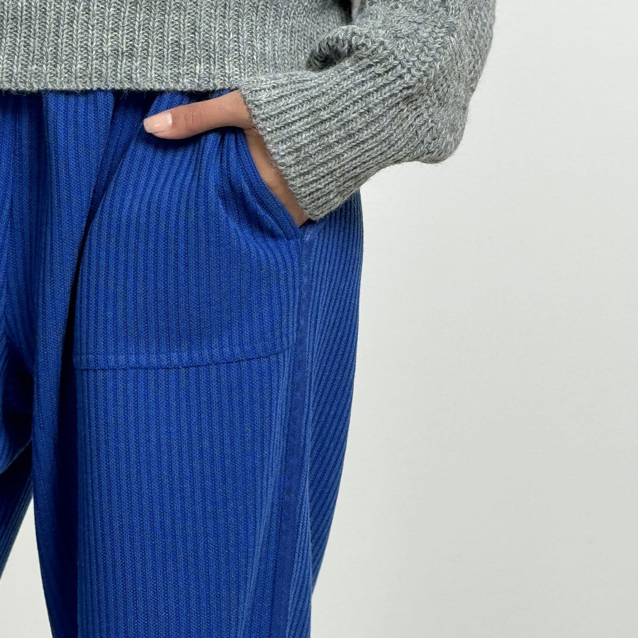 - AB Essential Women Wear - Wool Stripped Royal Blue Pants