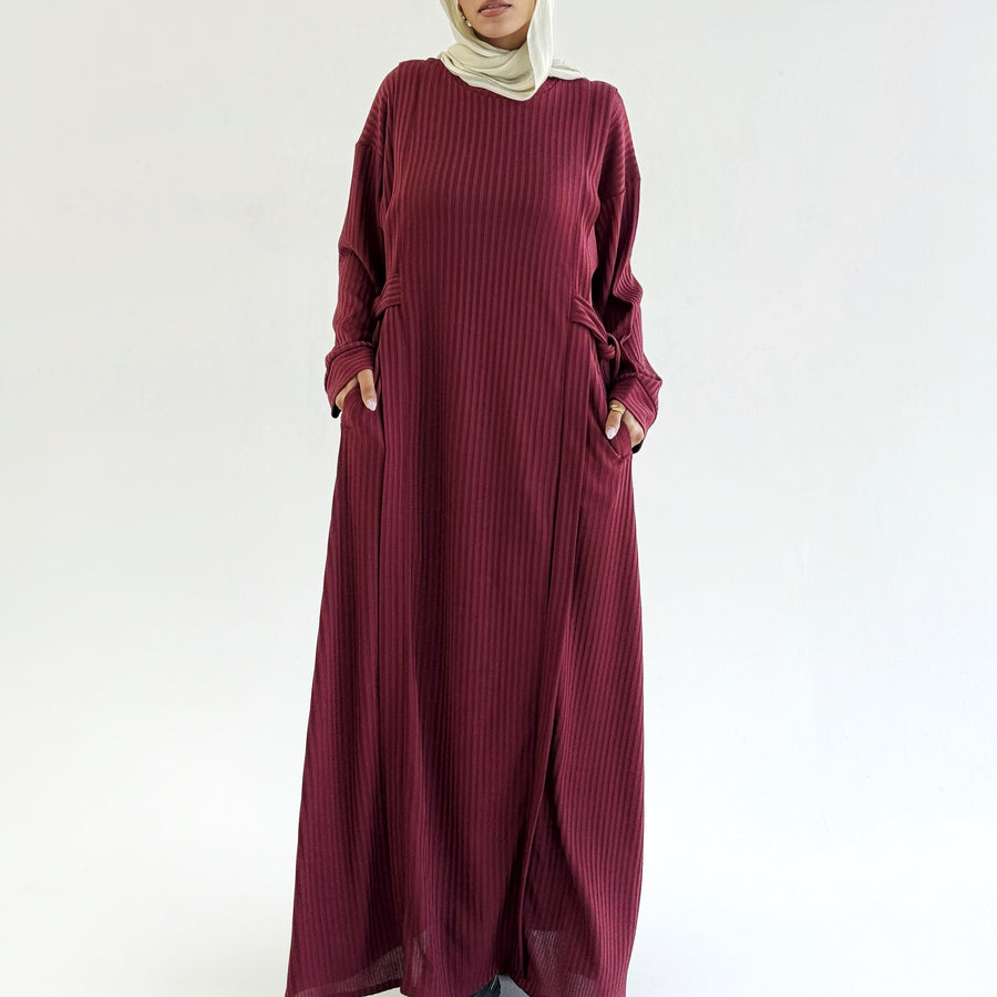 Aicha Abaya Dress Burgundy