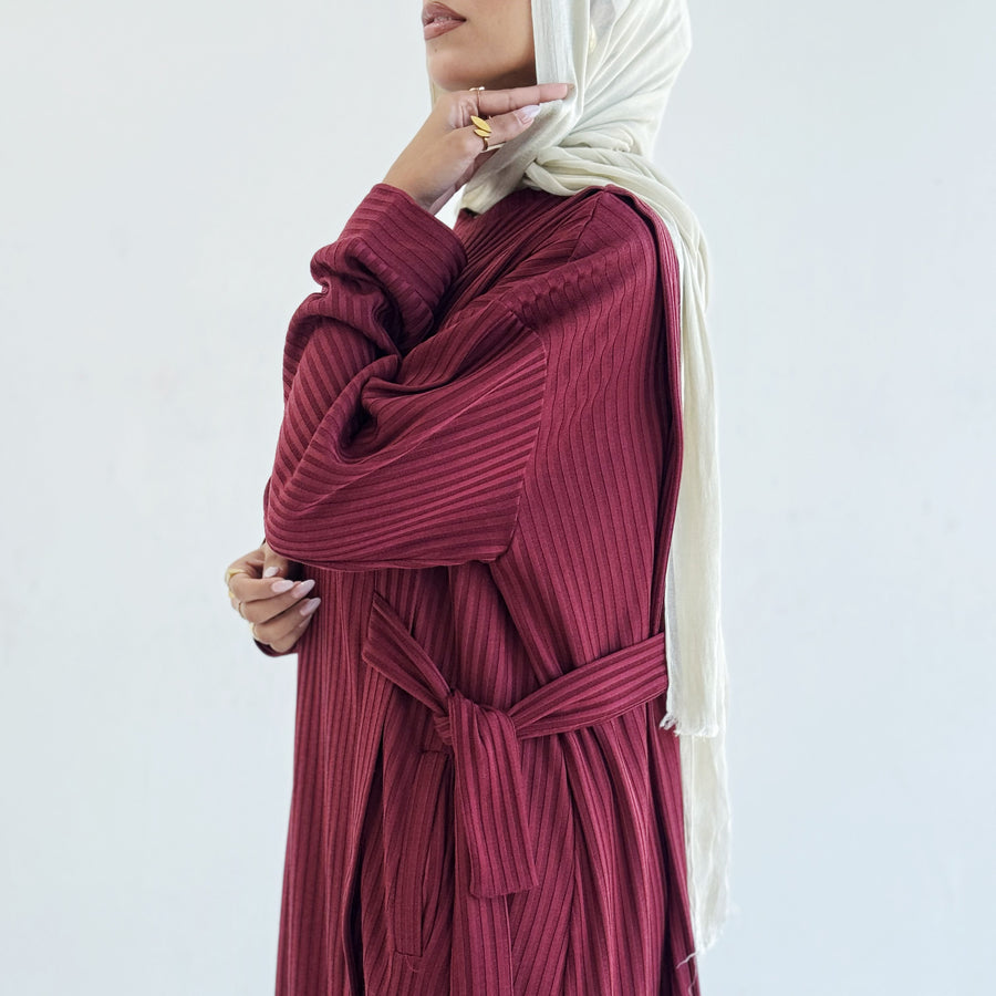 Aicha Abaya Dress Burgundy