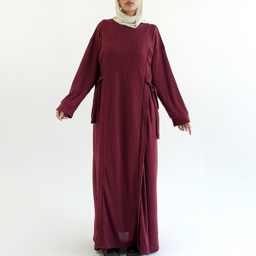 Aicha Abaya Dress Burgundy