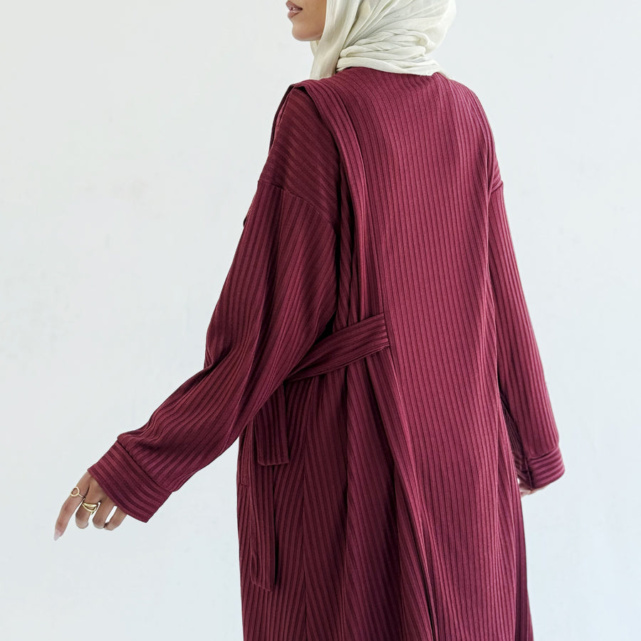 Aicha Abaya Dress Burgundy