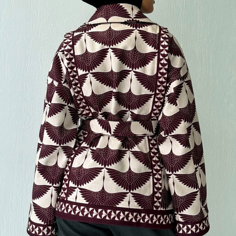 Burgundy Swan Jacket - AB Essential Women Wear