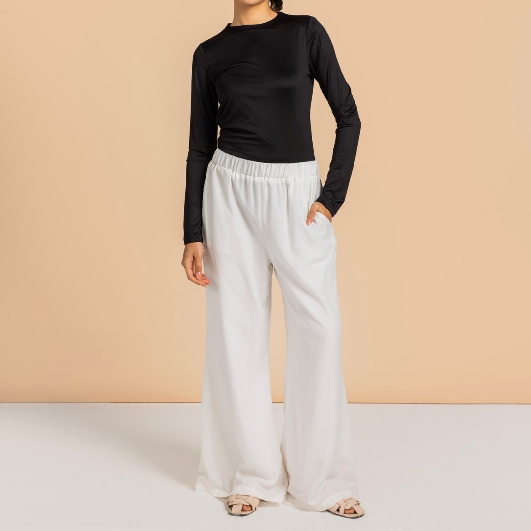 Flair Pants White - AB ESSENTIALS