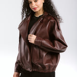 Main Leather Jacket Burgundy - AB ESSENTIALS
