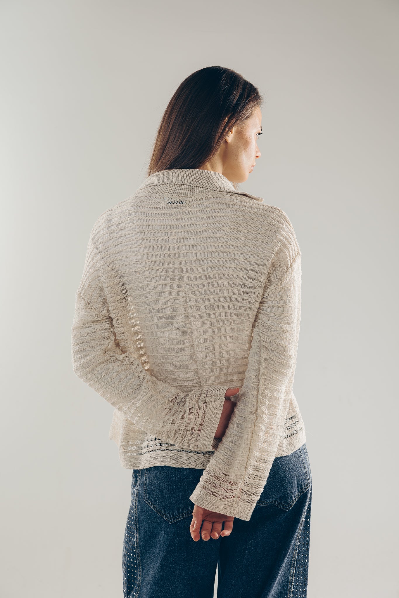 Mesh Cardigan Off White - AB ESSENTIALS