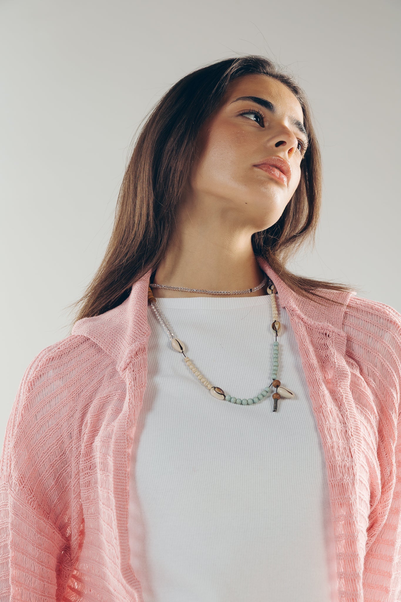 Mesh Cardigan Pink - AB ESSENTIALS