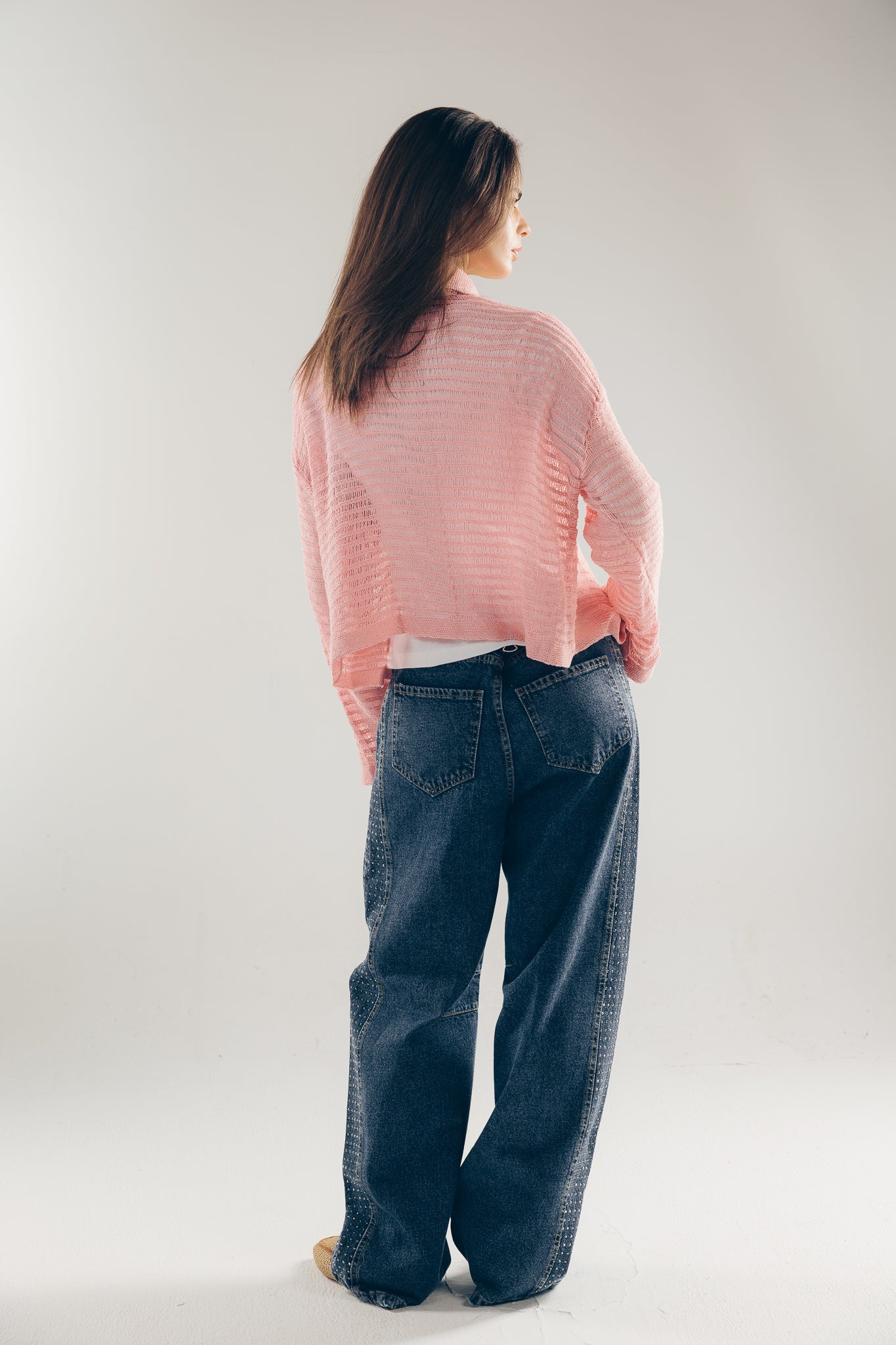 Mesh Cardigan Pink - AB ESSENTIALS