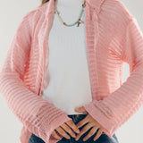 Mesh Cardigan Pink - AB ESSENTIALS