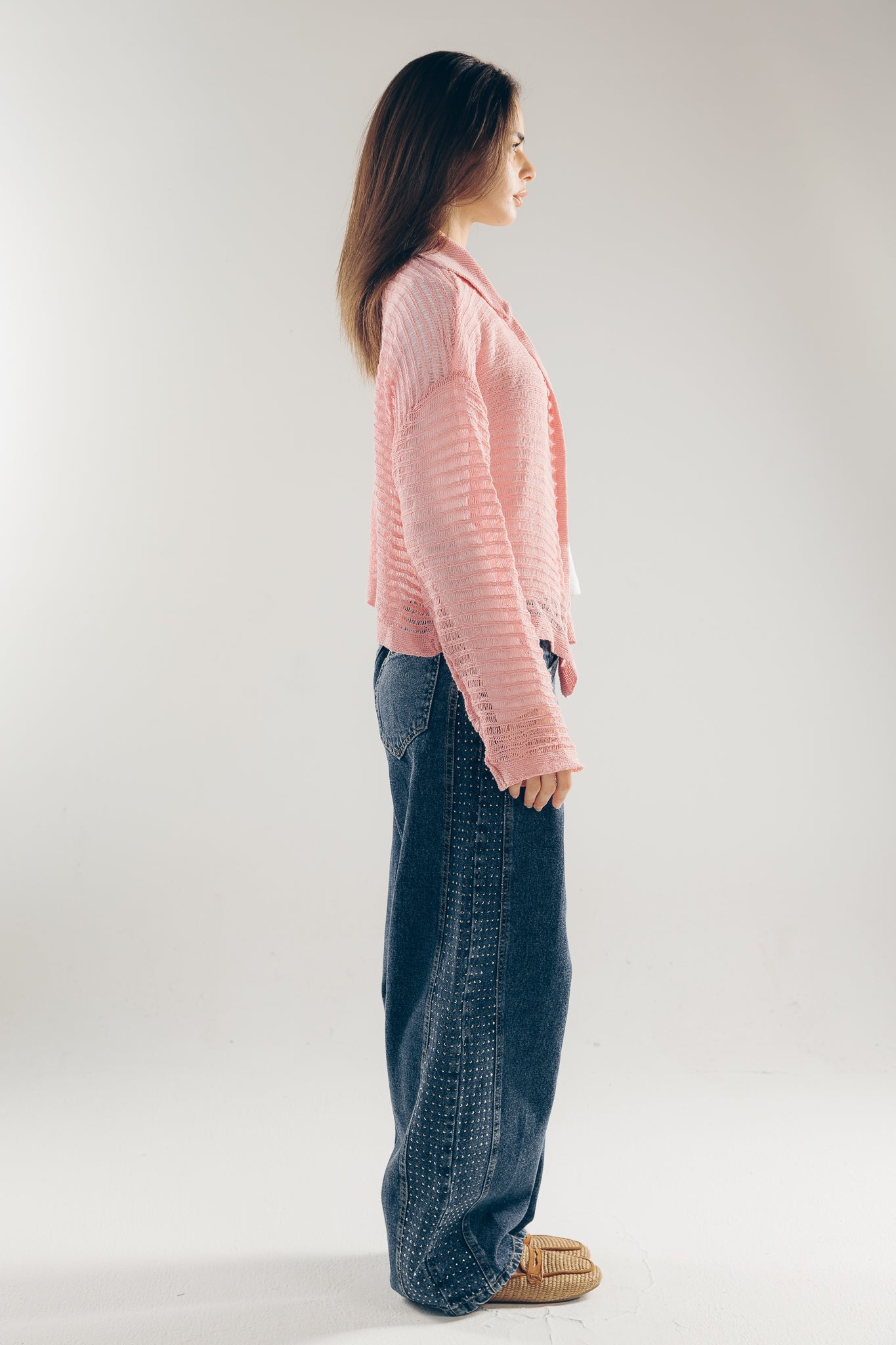 Mesh Cardigan Pink - AB ESSENTIALS