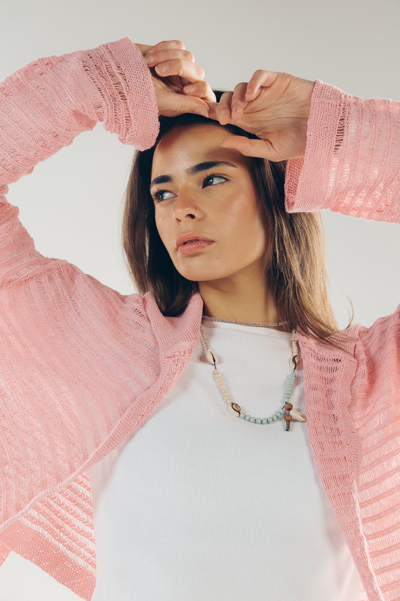 Mesh Cardigan Pink - AB ESSENTIALS