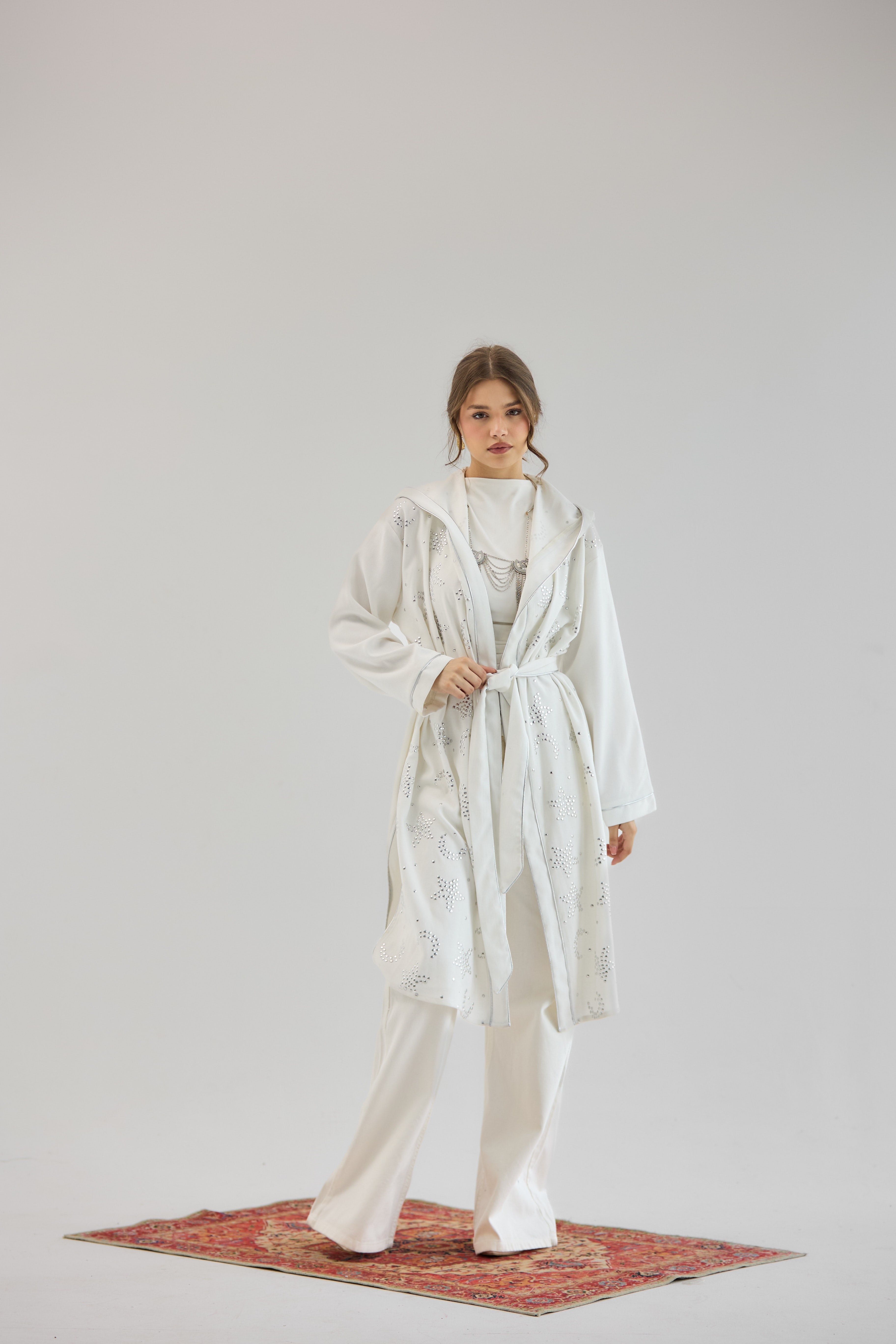 Metallic Stars Cardigan White - AB ESSENTIALS