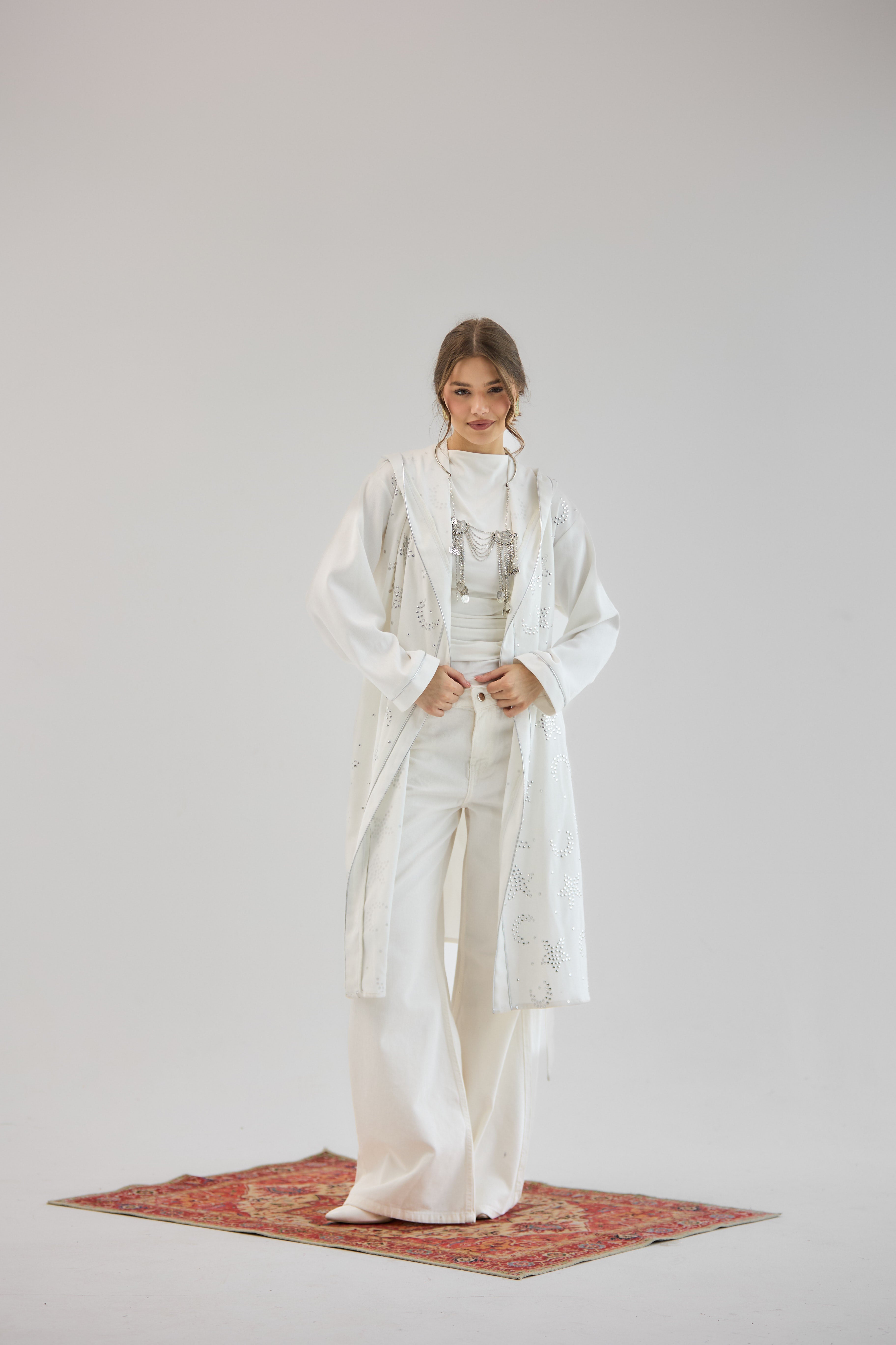 Metallic Stars Cardigan White - AB ESSENTIALS