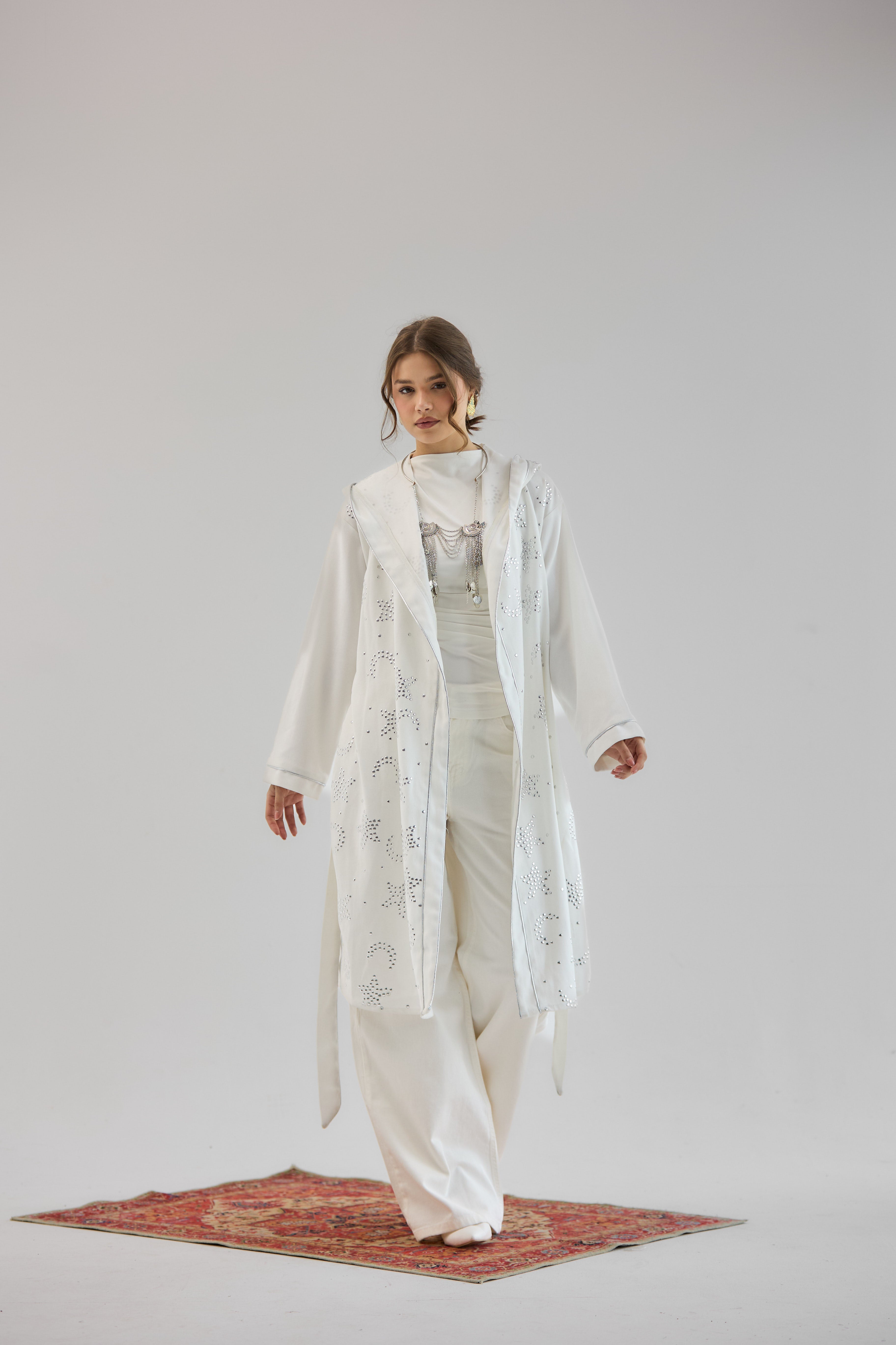 Metallic Stars Cardigan White - AB ESSENTIALS
