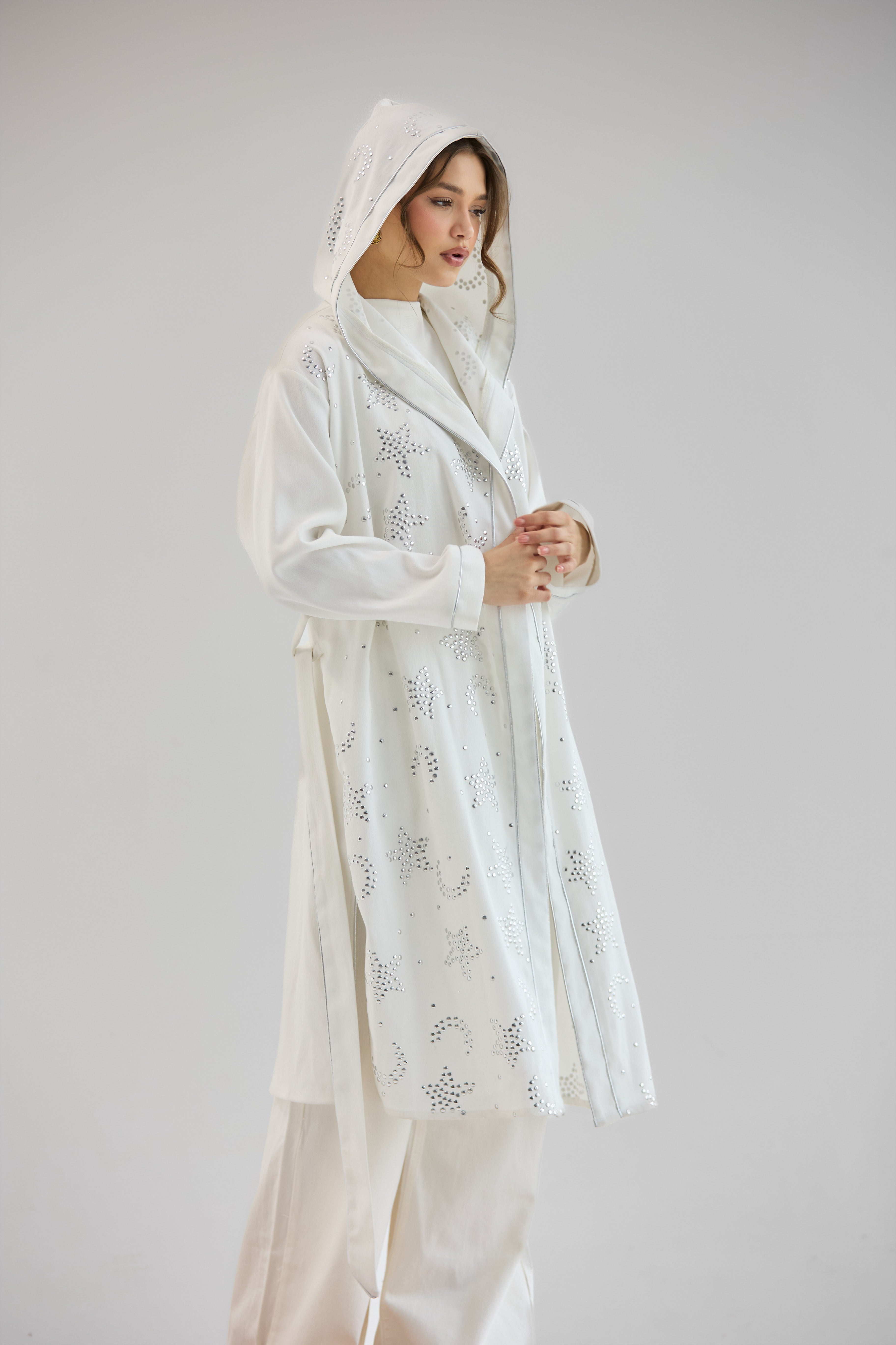 Metallic Stars Cardigan White - AB ESSENTIALS