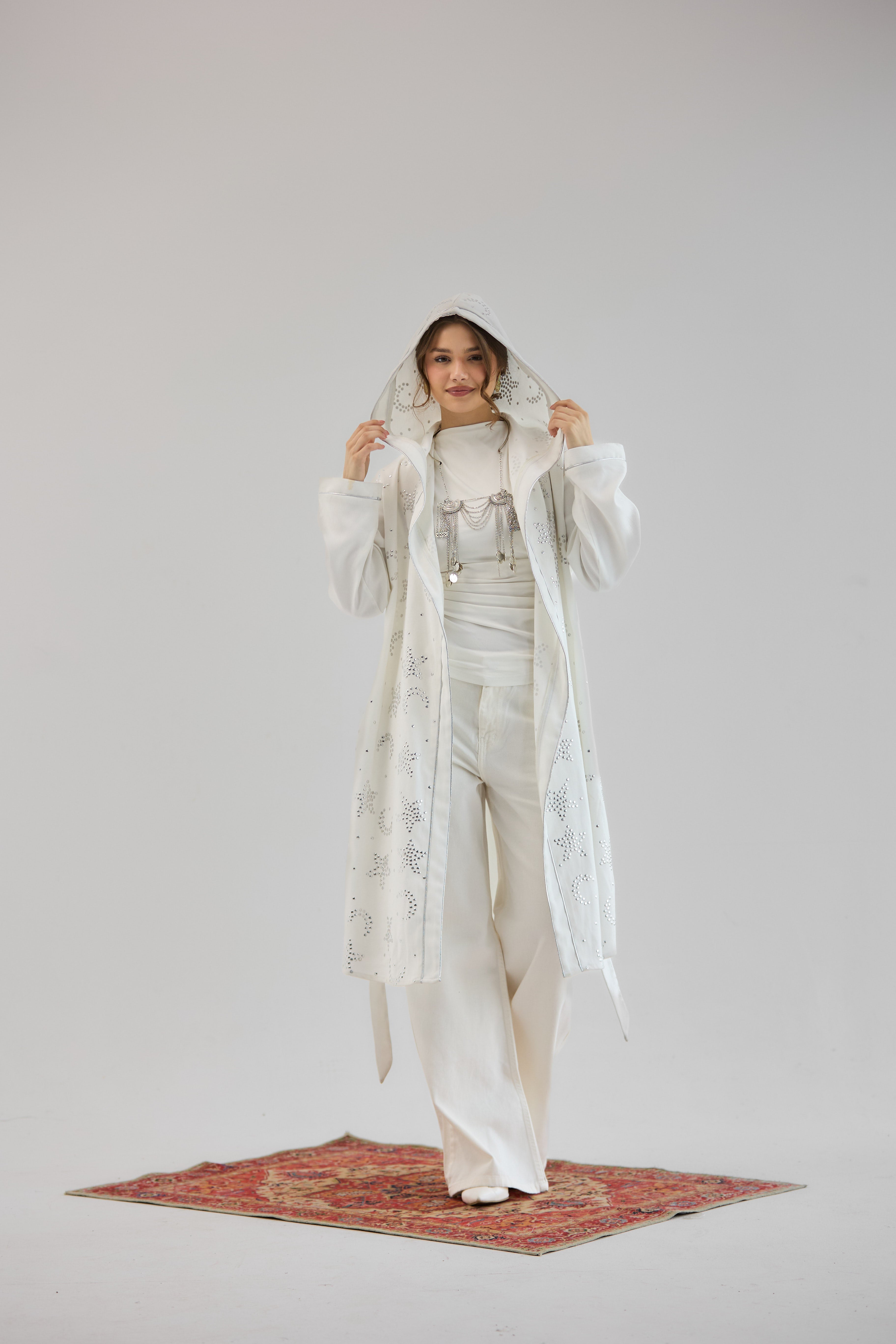 Metallic Stars Cardigan White - AB ESSENTIALS