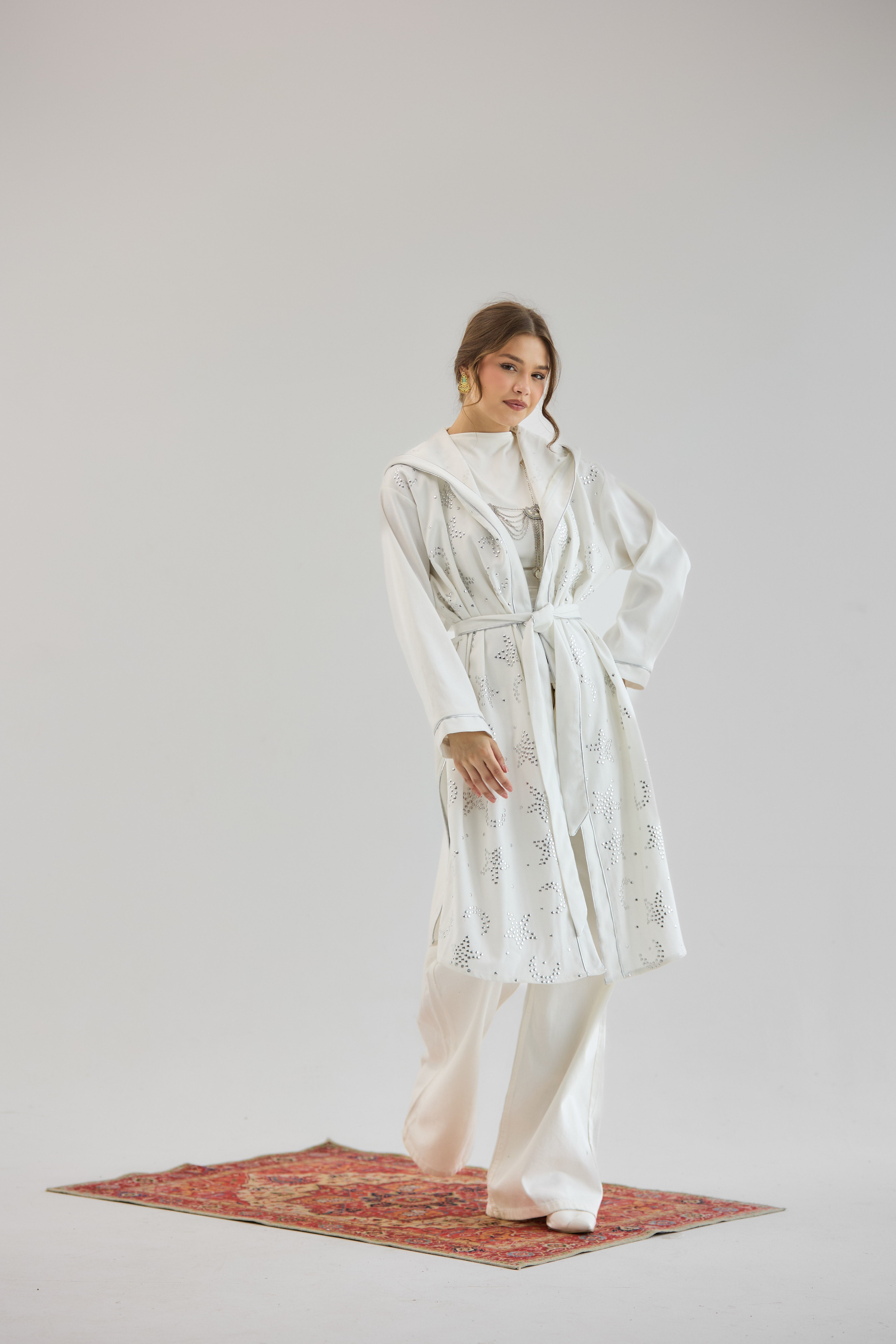 Metallic Stars Cardigan White - AB ESSENTIALS