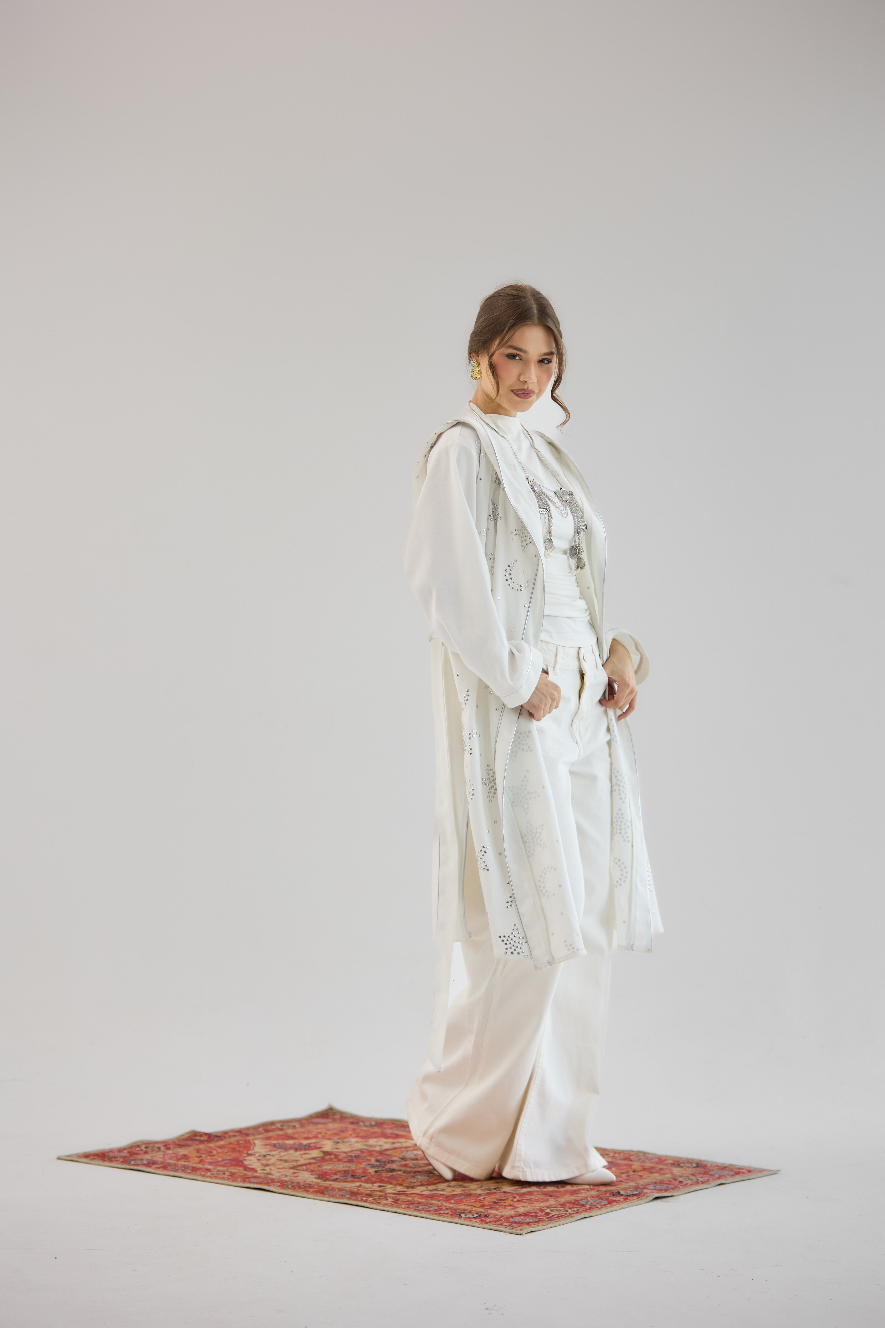 Metallic Stars Cardigan White - AB ESSENTIALS