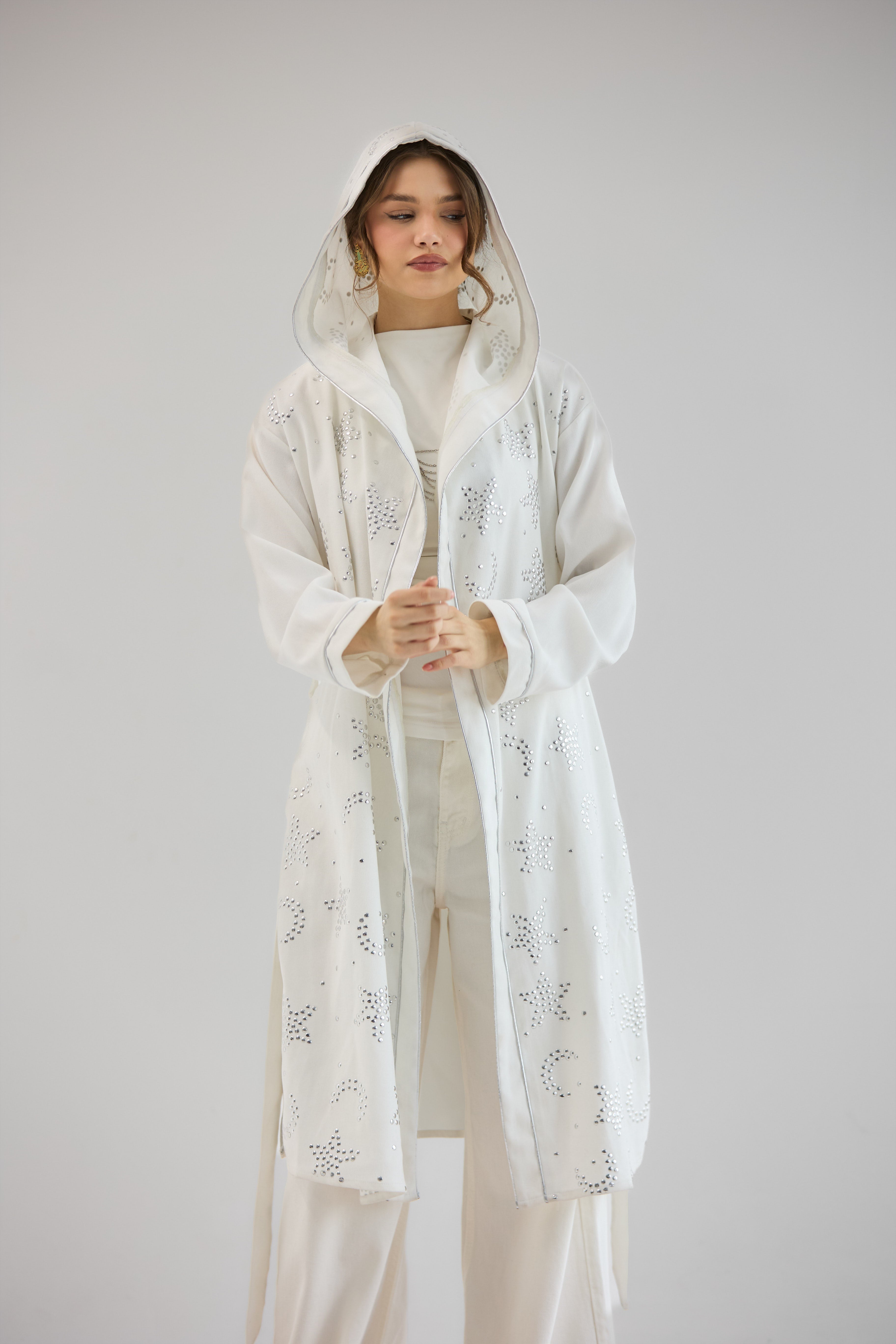 Metallic Stars Cardigan White - AB ESSENTIALS
