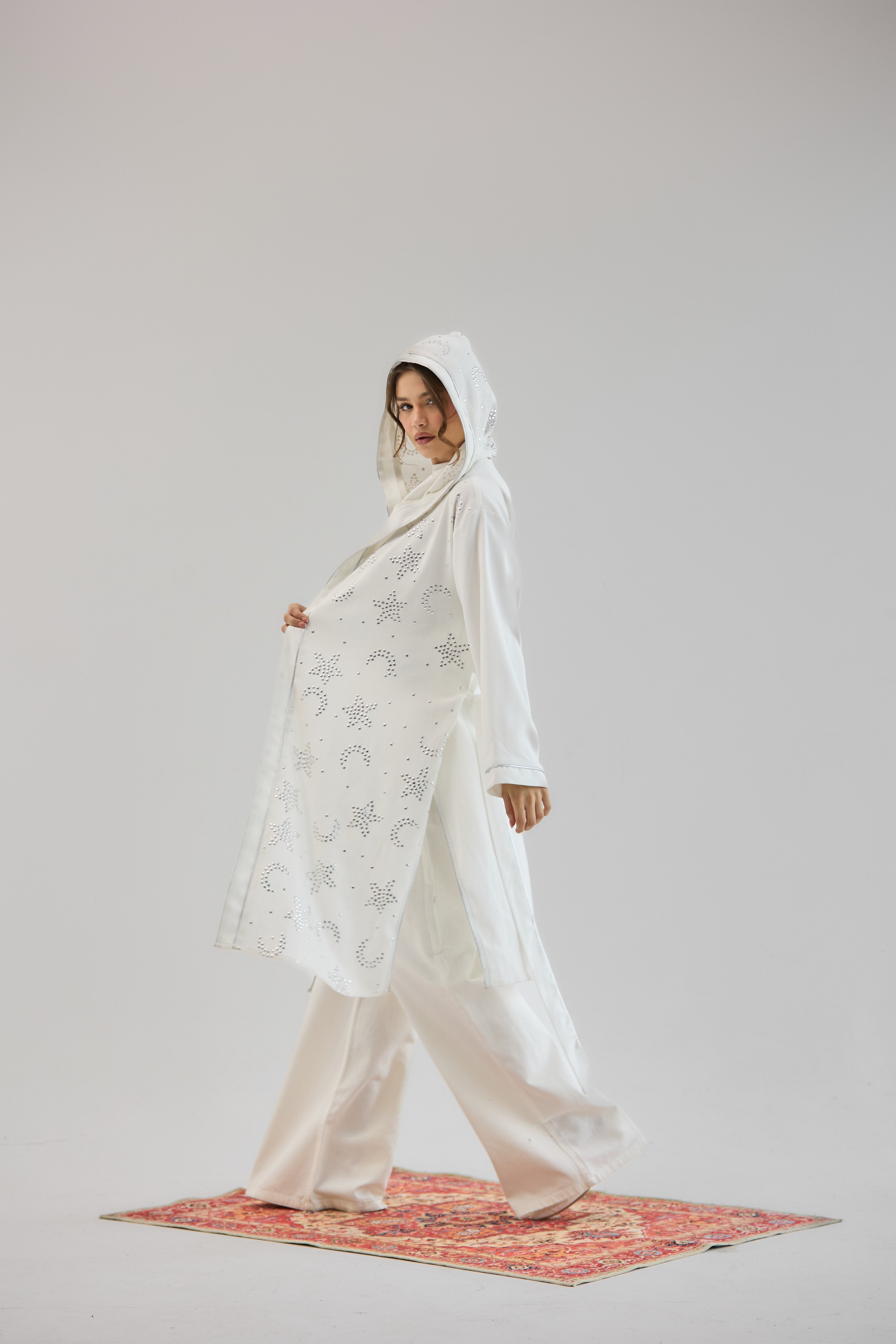 Metallic Stars Cardigan White - AB ESSENTIALS