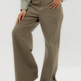 Straight Leg Jeans Olive - AB ESSENTIALS