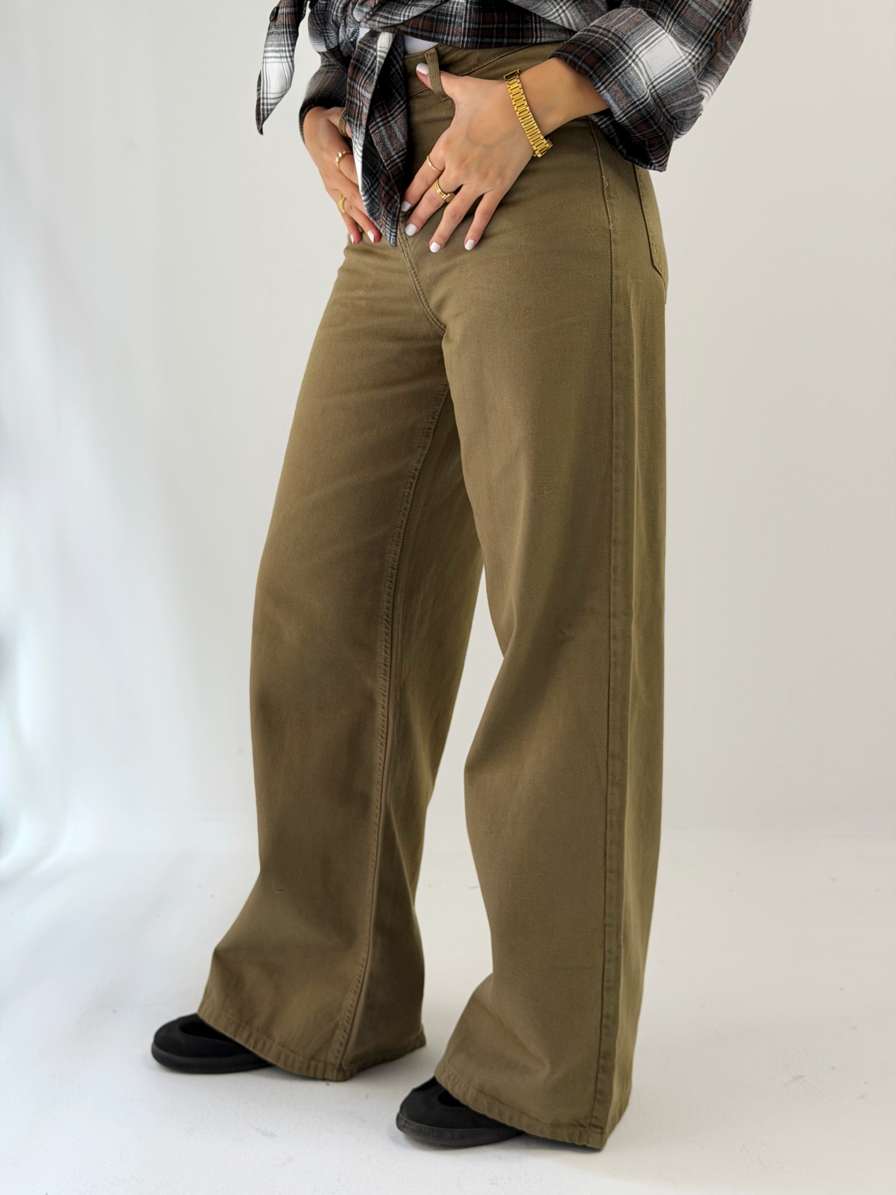 Straight Leg Jeans Olive - AB ESSENTIALS