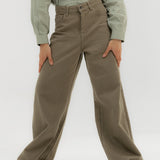 Straight Leg Jeans Olive - AB ESSENTIALS