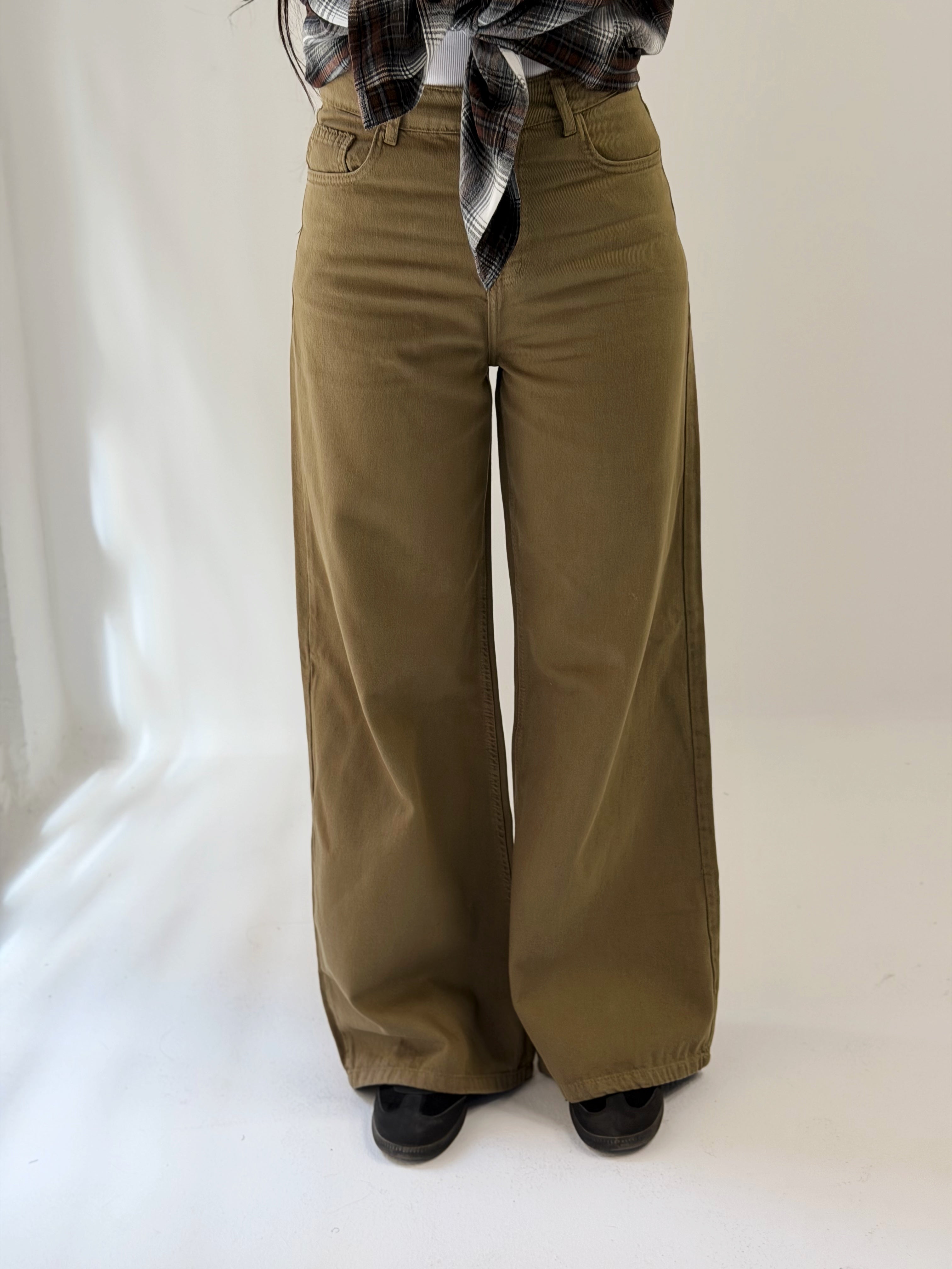 Straight Leg Jeans Olive - AB ESSENTIALS