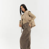 Straight Leg Jeans Washed Brown - AB ESSENTIALS