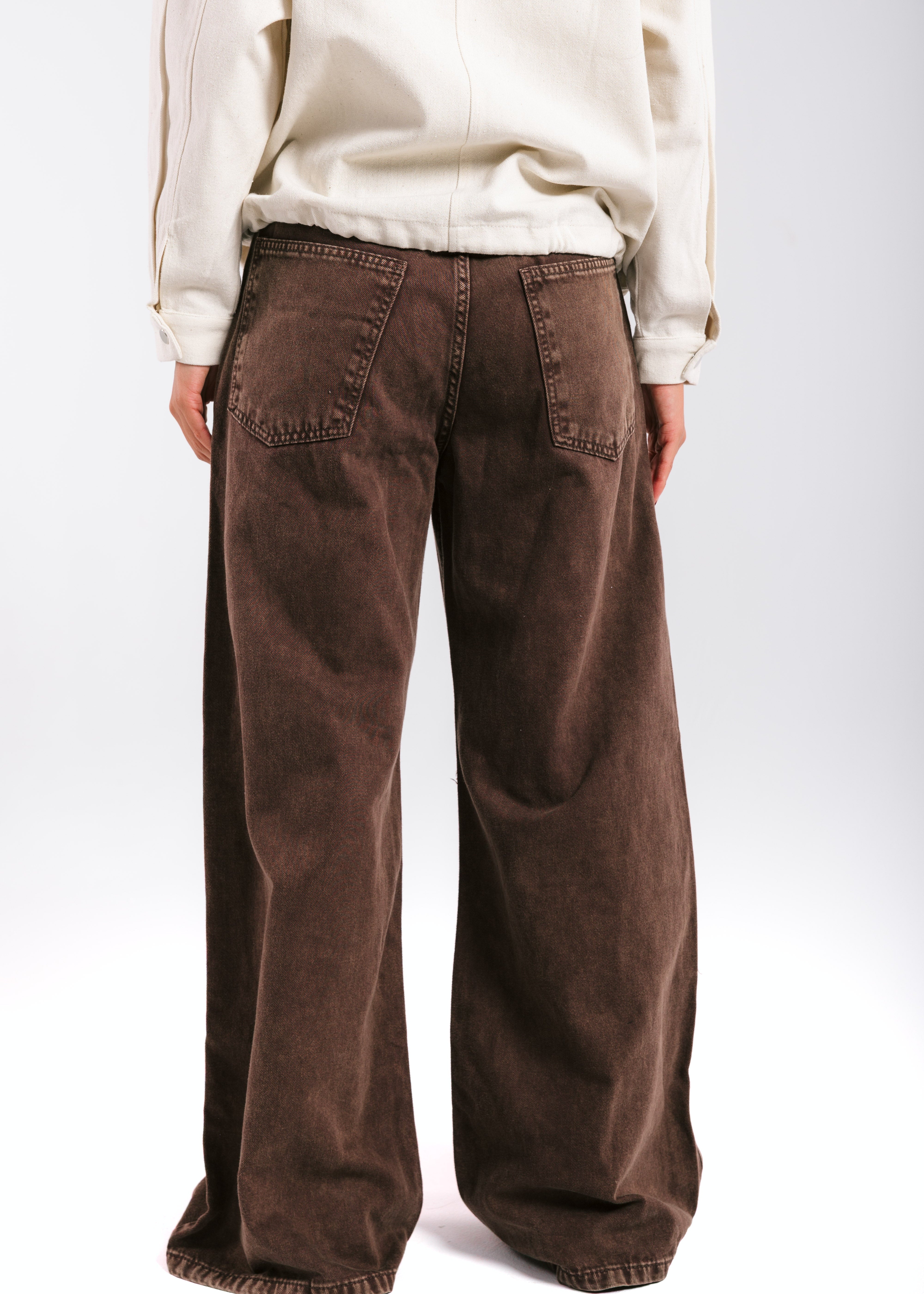 Straight Leg Jeans Washed Brown - AB ESSENTIALS