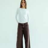 Straight Leg Jeans Washed Brown - AB ESSENTIALS