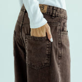 Straight Leg Jeans Washed Brown - AB ESSENTIALS