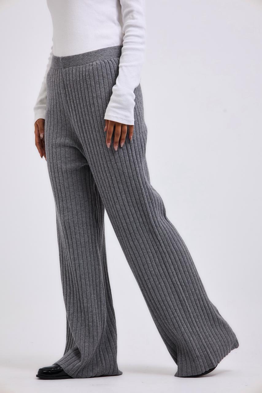 Stripped Knit Pants Grey - AB ESSENTIALS