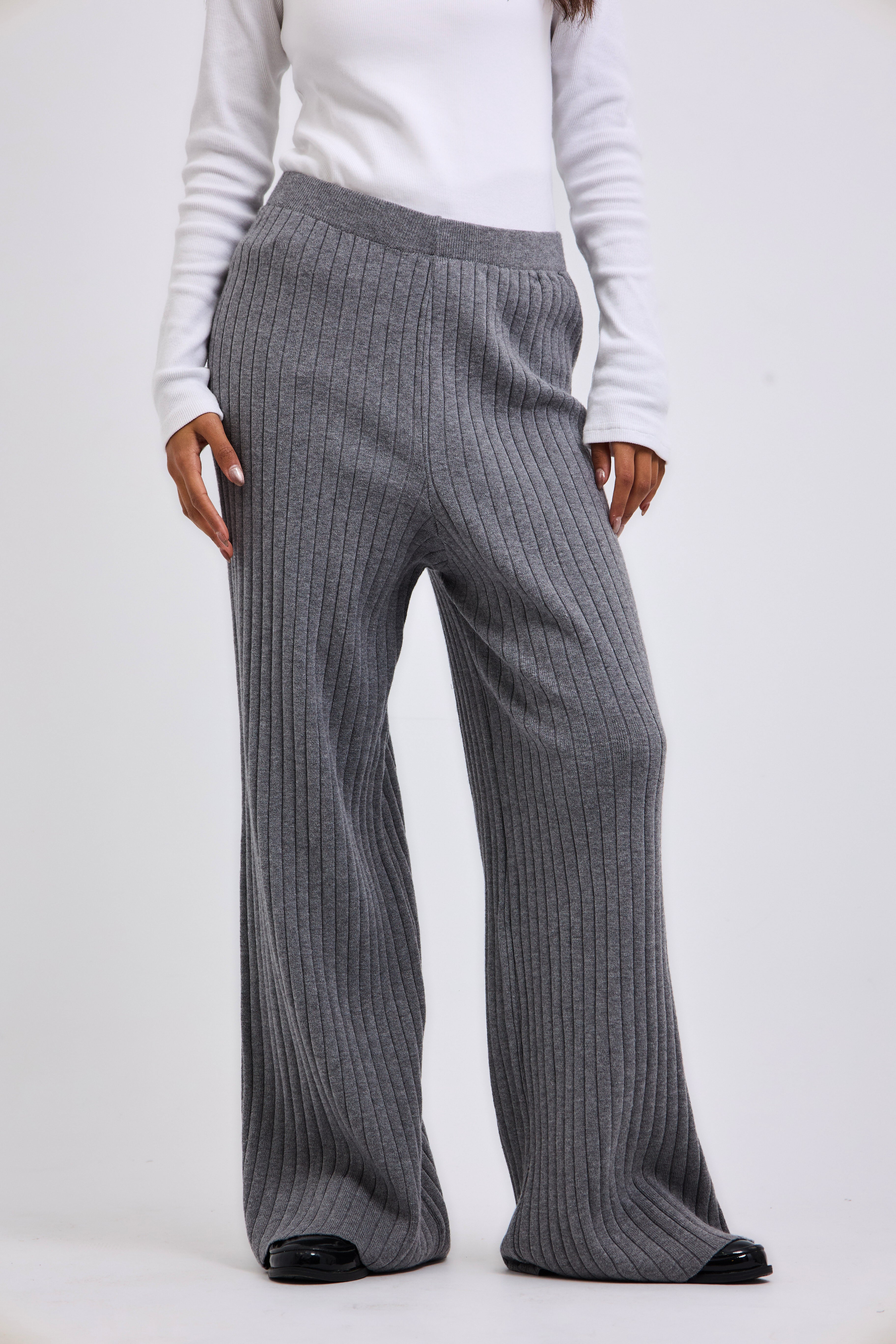 Stripped Knit Pants Grey - AB ESSENTIALS