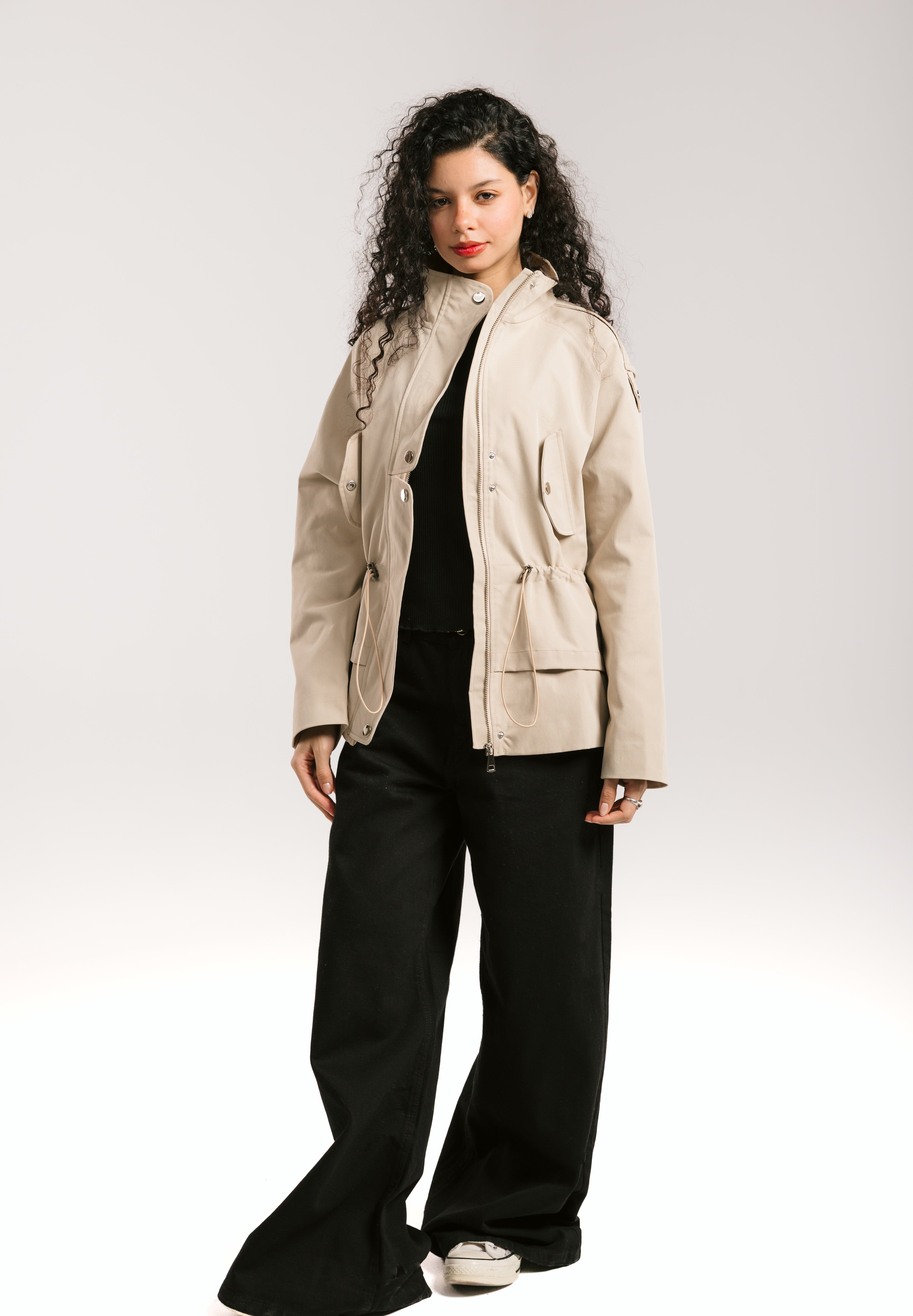 The Icon Gabardine Jacket Beige - AB ESSENTIALS