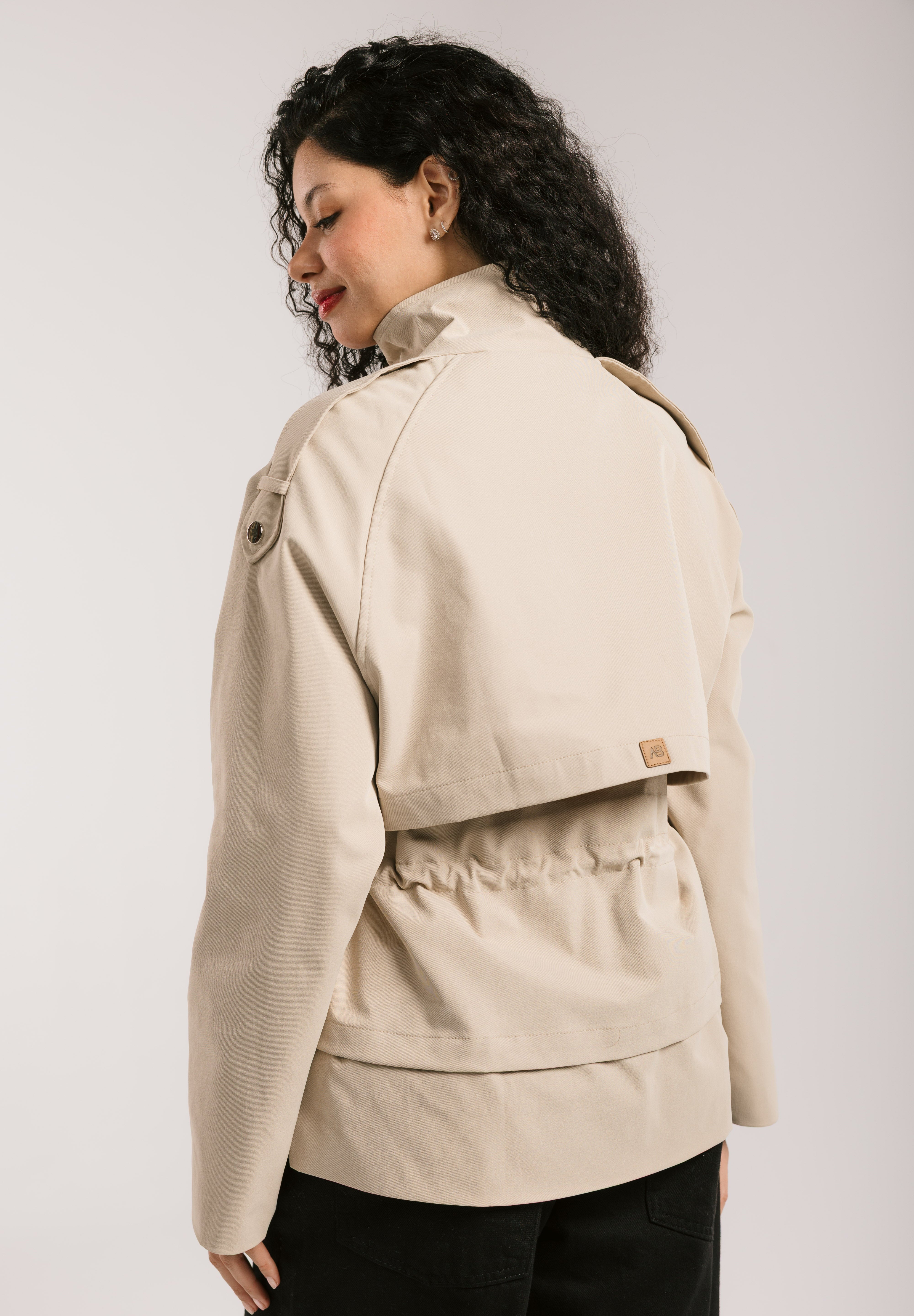 The Icon Gabardine Jacket Beige - AB ESSENTIALS