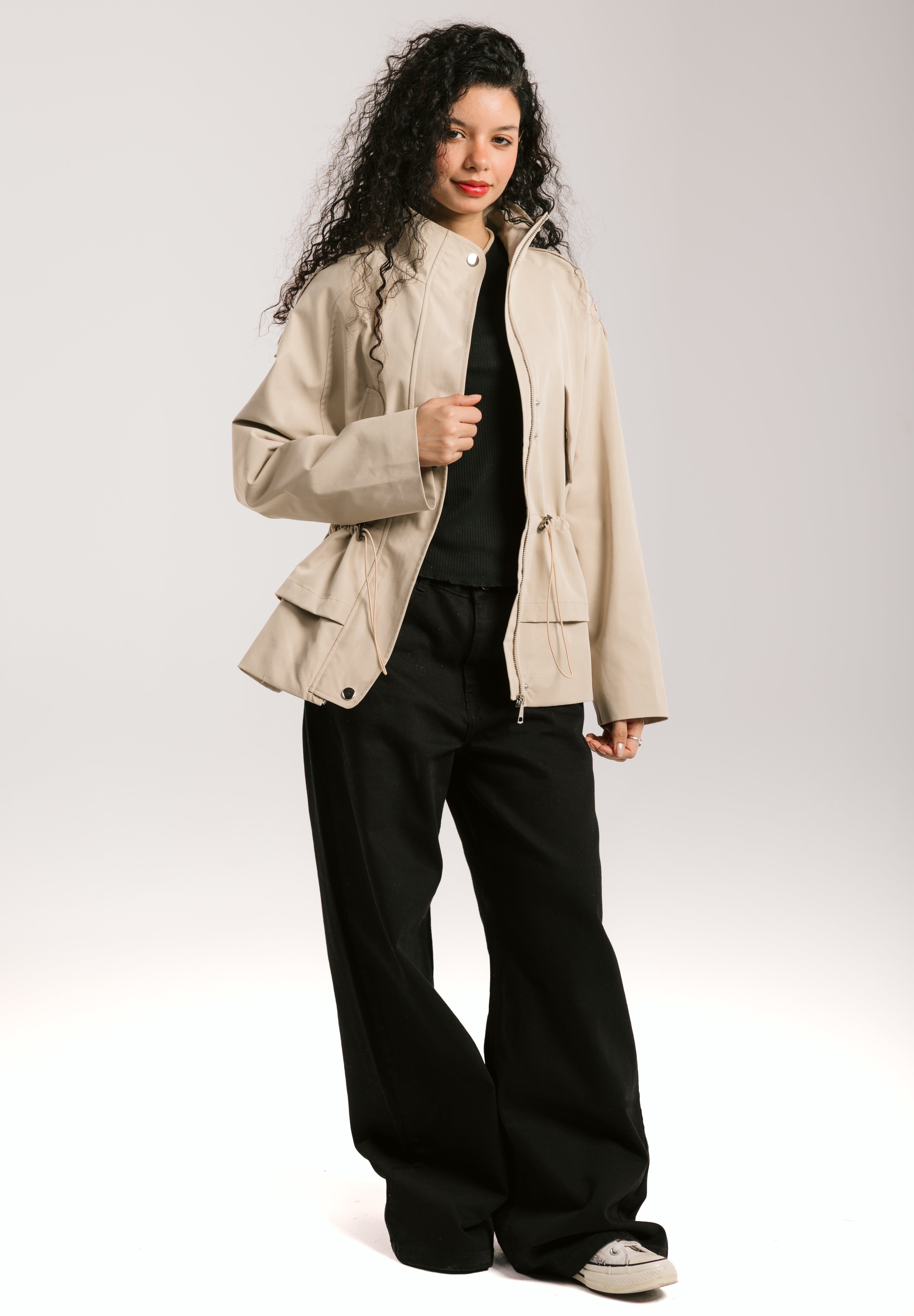 The Icon Gabardine Jacket Beige - AB ESSENTIALS